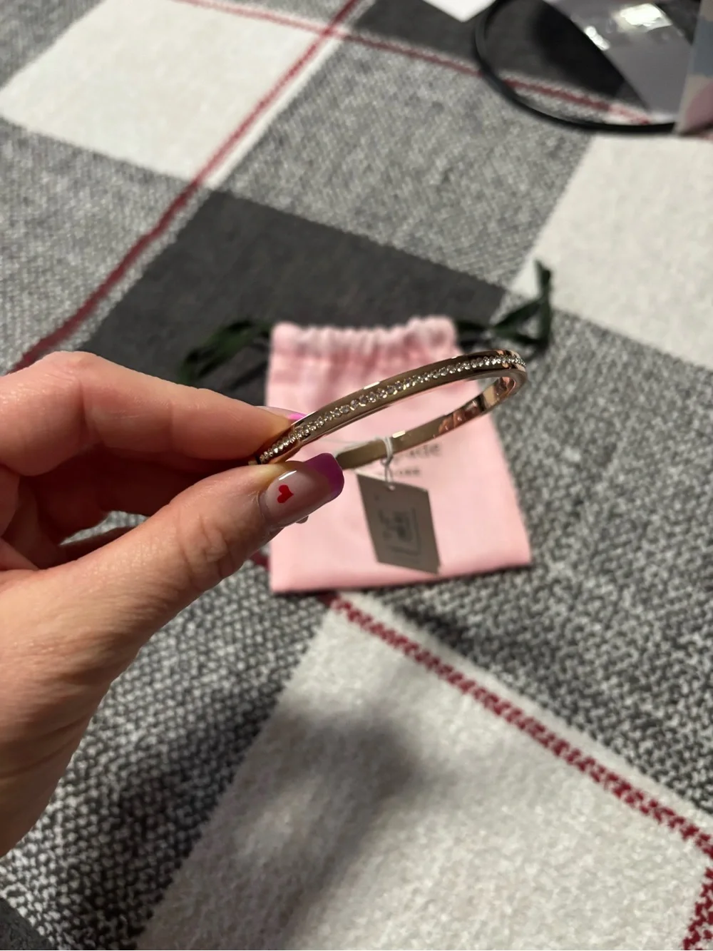Kate Spade Rose Gold Bangle with Pink Pouch